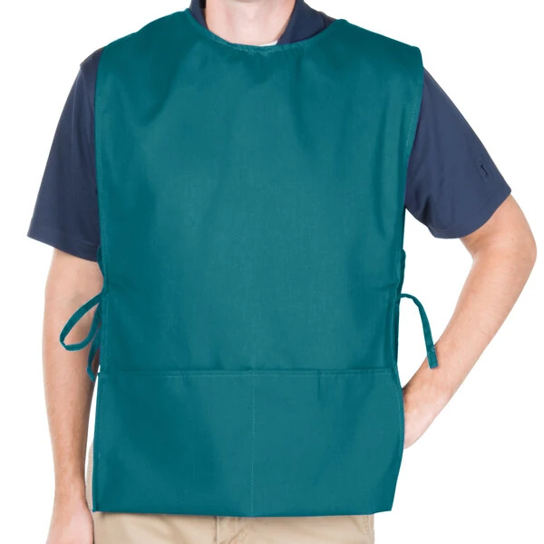 Intedge Teal Adjustable Poly-Cotton Cobbler Apron with 2 Pockets - 29" x 17.5"