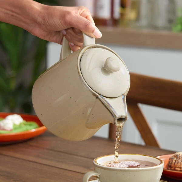 Acopa Keystone 32 oz. Granite Gray Porcelain Teapot with Lid