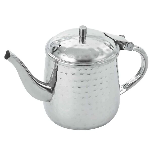Vollrath T4710HH 10 oz. Hammer-Finished Stainless Steel Gooseneck Beverage Server