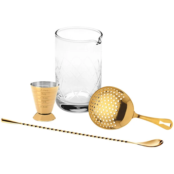 Barfly® M37132GD 4-Piece Gold Plated Cocktail Mixing Kit