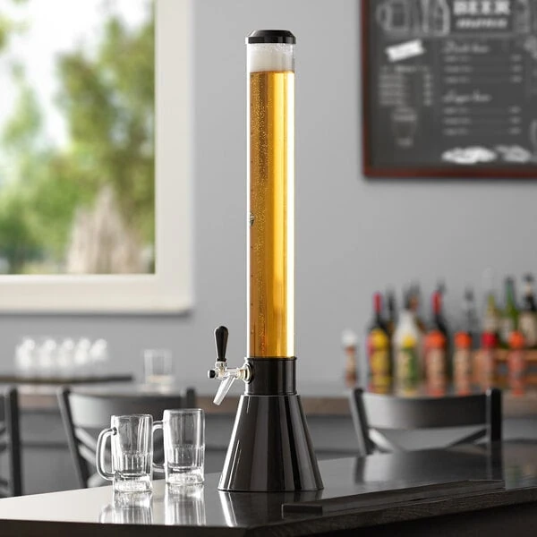 Beer Tubes COB-32-STAP 1/4 100 oz. Customizable Tall Tube Black Conic Beer Tower