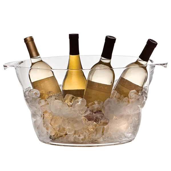 Franmara 9042 Monterey Jumbo Clear Customizable Acrylic Oval Bucket - 15 3/4" x 11" x 9"