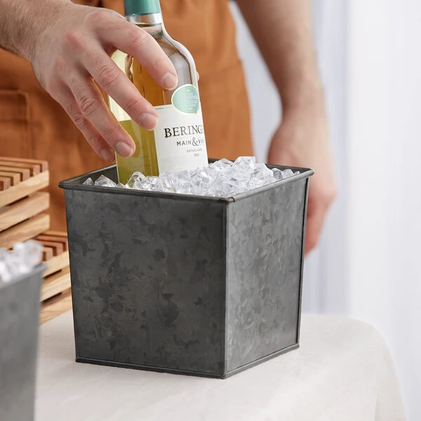 American Metalcraft BEVDG6 1/6 Size Onyx Galvanized Metal Rectangular Beverage Tub