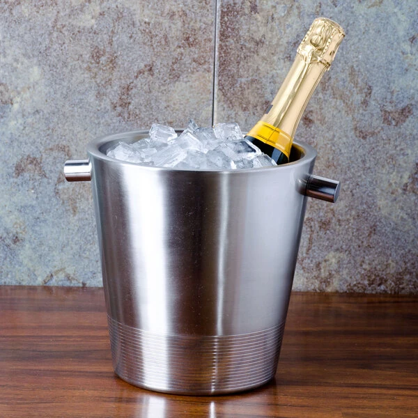 American Metalcraft SDWC7 7" Stainless Steel Double Wall Champagne Bucket - 3.47 Qt.