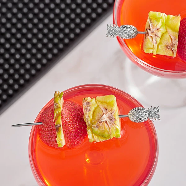 Barfly® M37181 4 7/16" Stainless Steel Cocktail Pick with Pineapple Top - 12/Pack