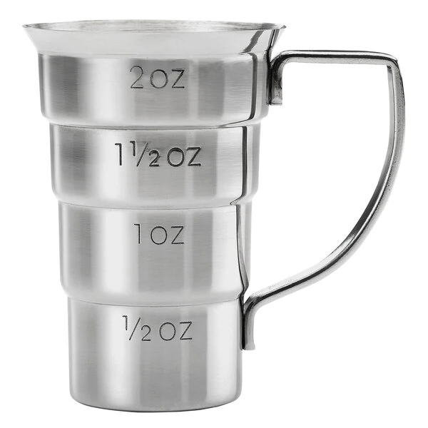 Barfly® M37108 2 oz. Stainless Steel Stepped Jigger with Handle
