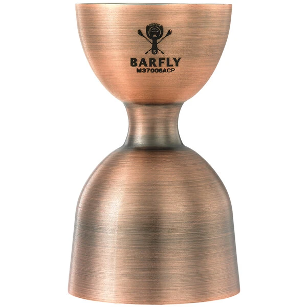Barfly® M37006ACP 1 oz. & 2 oz. Antique Copper Heavy-Duty Straight Rim Bell Jigger