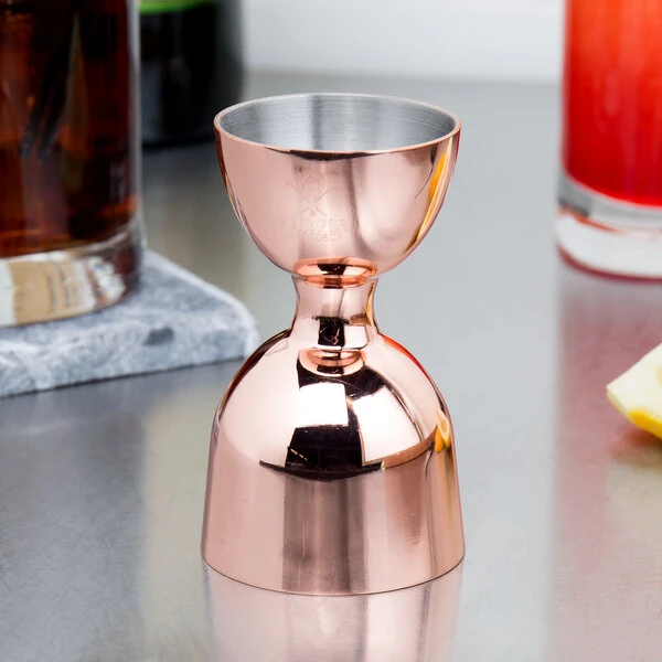 Barfly® M37006CP 1 oz. & 2 oz. Copper-Plated Heavy-Duty Straight Rim Bell Jigger