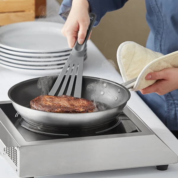 Vigor SS1 Series 11" Stainless Steel Non-Stick Fry Pan with Aluminum-Clad Bottom and Excalibur Coating