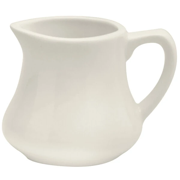 Oneida Buffalo Cream White Ware by 1880 Hospitality F9010000802 4 oz. Porcelain Creamer with Handle - 36/Case
