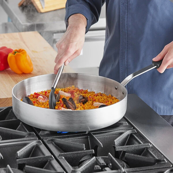 Vollrath Wear-Ever 7.5 Qt. Aluminum Saute Pan with Black Silicone Handle 672175