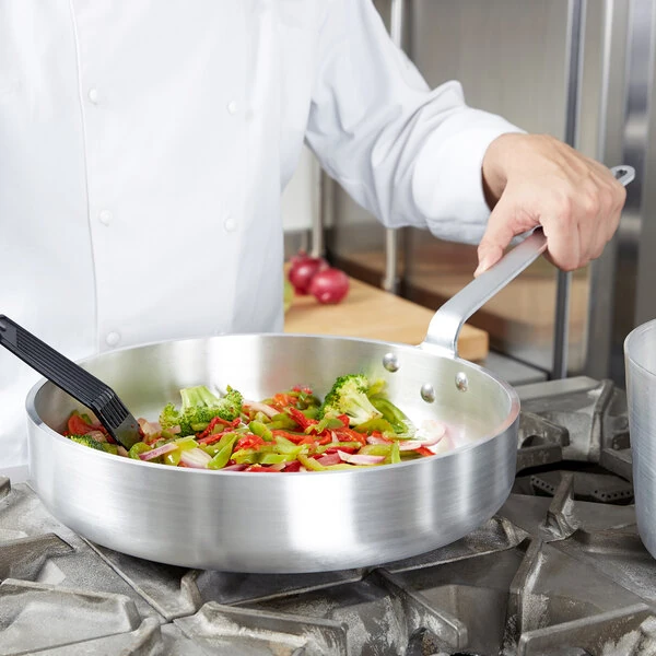 Vollrath 4074 Wear-Ever Classic Select 7.5 Qt. Straight Sided Heavy-Duty Aluminum Saute Pan with Traditional Handle
