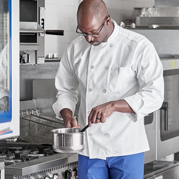 Uncommon Chef Classic 0402 Unisex White Customizable Long Sleeve Chef Coat - L