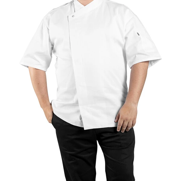 Uncommon Chef Calypso Pro Vent White Customizable Short Sleeve Chef Coat with Mesh Back 0428 - L