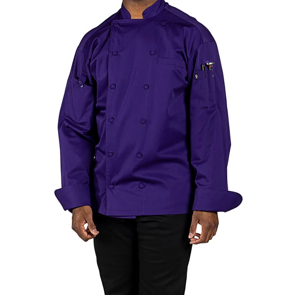 Uncommon Chef Vigor Pro Vent Unisex Lightweight Grape Customizable Long Sleeve Chef Coat with Mesh Back 0705 - S