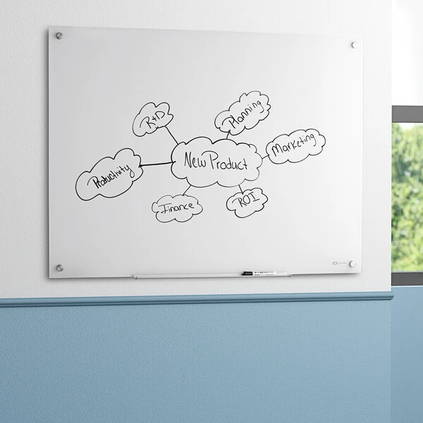Quartet G24836W Brilliance 36" x 48" White Frameless Wall-Mounted Magnetic Glass Dry Erase Board