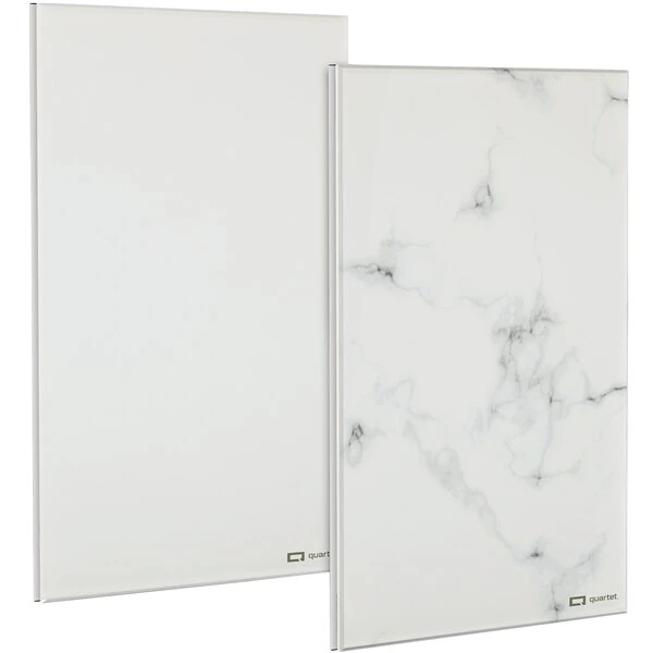 Quartet GDP96 6" x 9" White / Marble Frameless Glass Dry Erase Desktop Notepad - 2/Pack