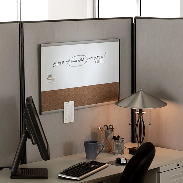 Quartet ARCCB3018 Arc 18" x 30" Magnetic Cork Bulletin / Whiteboard with Silver Aluminum Frame