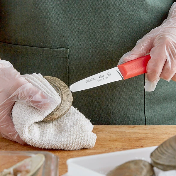 Choice 3 1/4" Stainless Steel Clam Knife with Red Handle