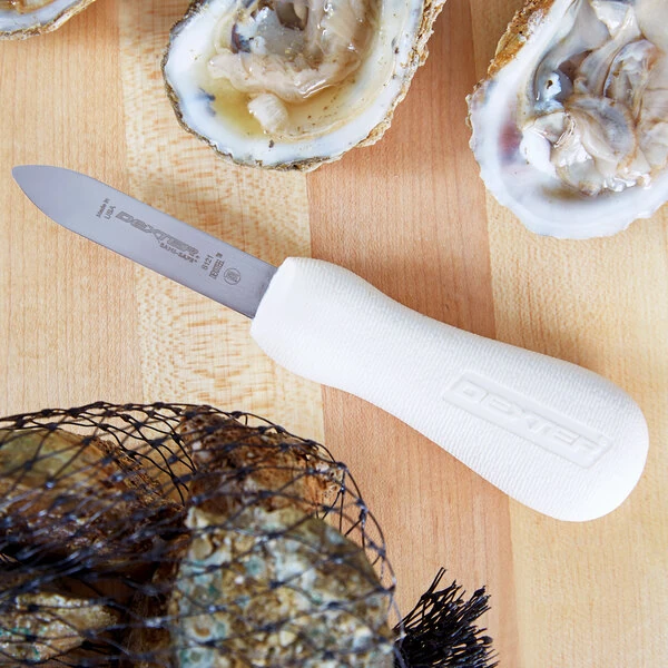 Dexter-Russell 10473 2 3/4" Sani-Safe White Handle Stainless Steel New Haven Oyster Knife