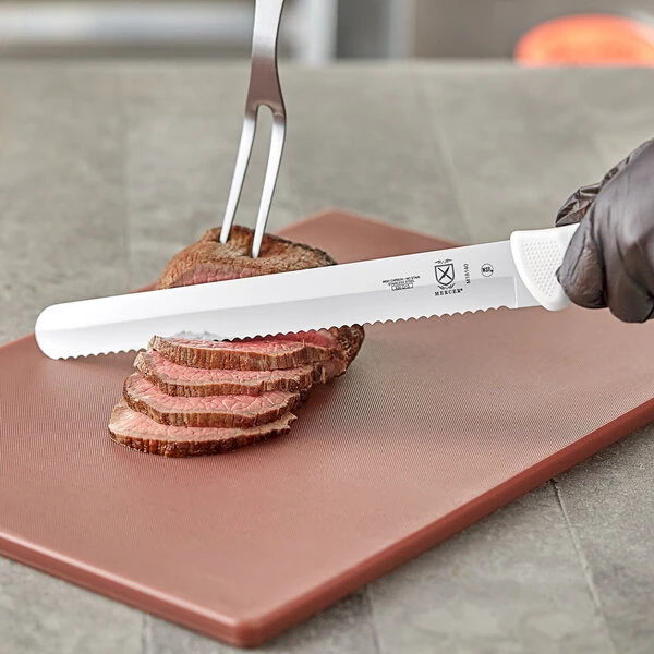 Mercer Culinary Ultimate White® 11" Serrated Edge Slicer Knife M18140
