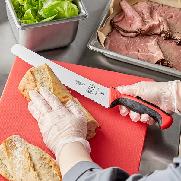 Mercer Culinary M23210RD Millennia Colors® 10" Wide Bread Knife with Red Handle