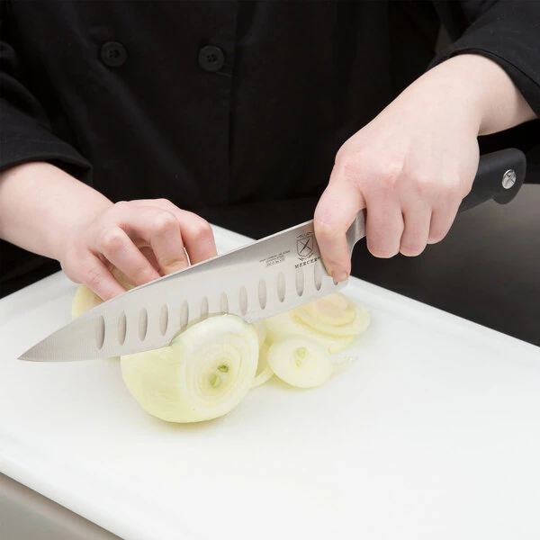 Mercer Culinary M21077 Genesis® 8" Forged Chef Knife with Granton Edge and Short Bolster