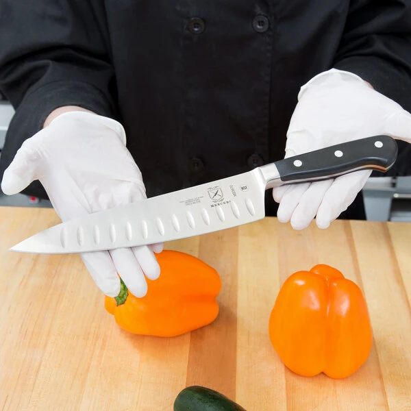 Mercer Culinary M23670 Renaissance® 8" Forged Riveted Chef's Knife with Granton Edge