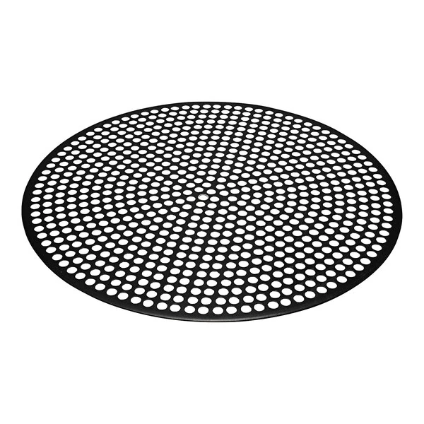 LloydPans Quik-Disks 11" Perforated Hard Coat Anodized Aluminum Pizza Disk with Pre-Seasoned Tuff-Kote® Finish QDF40-11-PSTK