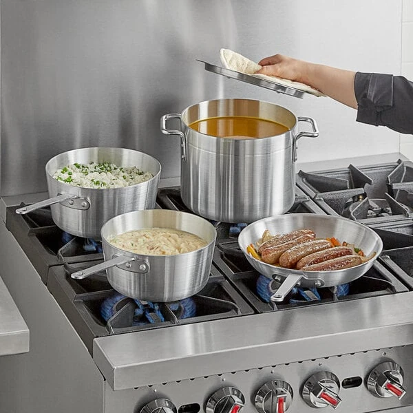 Choice 5-Piece Aluminum Cookware Set with 2.75 Qt. Sauce Pan, 3.75 Qt. Sauce Pan, 8 Qt. Stock Pot with Cover, and 10" Fry Pan