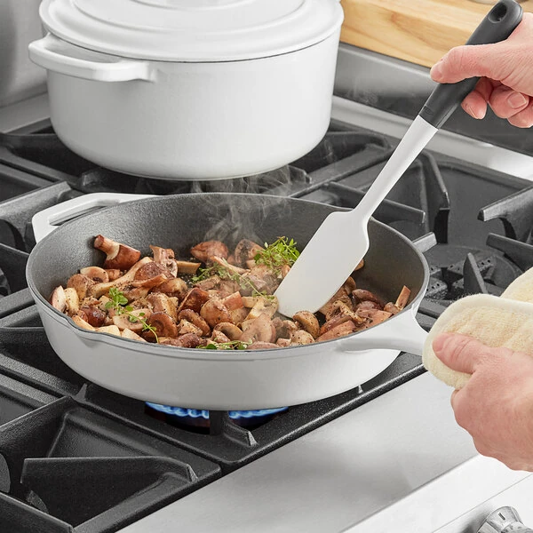 Valor 12" Arctic White Enameled Cast Iron Skillet with Helper Handle