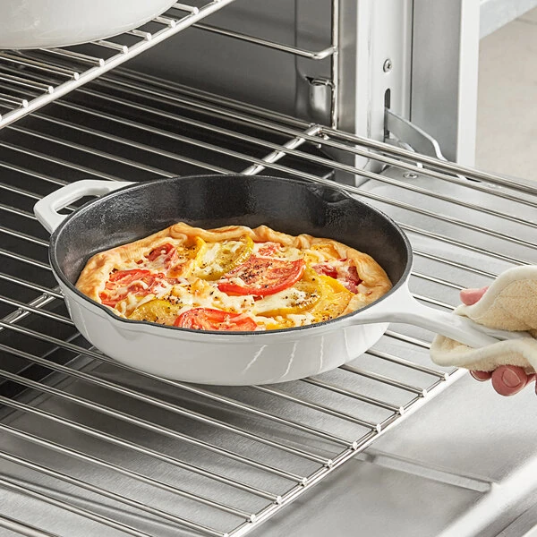 Valor 10" Arctic White Enameled Cast Iron Skillet with Helper Handle