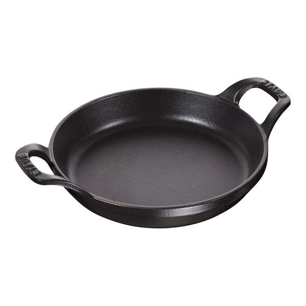 Staub 25 oz. Black Enameled Cast Iron Round Gratin / Roasting Dish 1004112