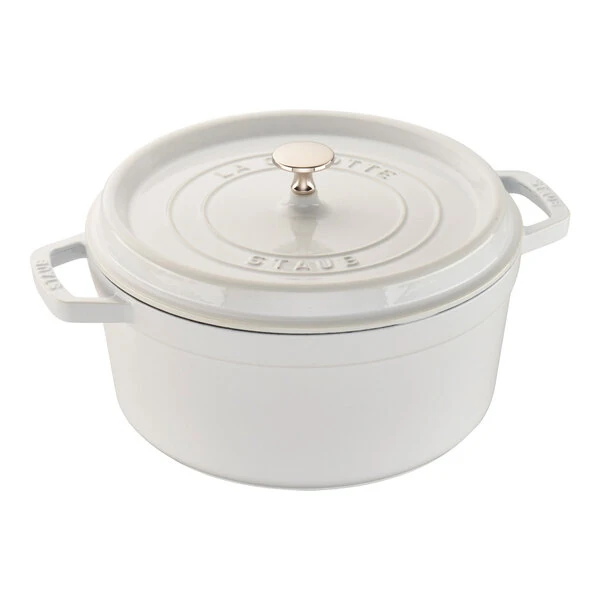 Staub 5.5 Qt. White Enameled Cast Iron Dutch Oven 1004216