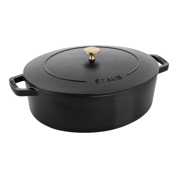 Staub 6.25 Qt. Black Enameled Cast Iron Oval Dutch Oven 1027848