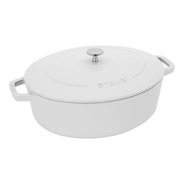 Staub 6.25 Qt. White Enameled Cast Iron Oval Dutch Oven 1027850