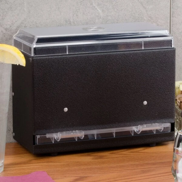 Vollrath 3825-06 Straw Boss Single Sided Bulk Unwrapped Straw Dispenser - Black