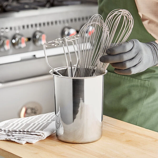 Choice Small 5 7/8" x 6 3/4" Stainless Steel Utensil and Straw Holder