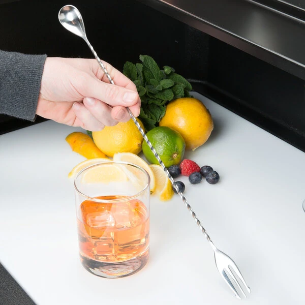 Barfly® M37016 15 3/4" Stainless Steel Bar Spoon with Fork End