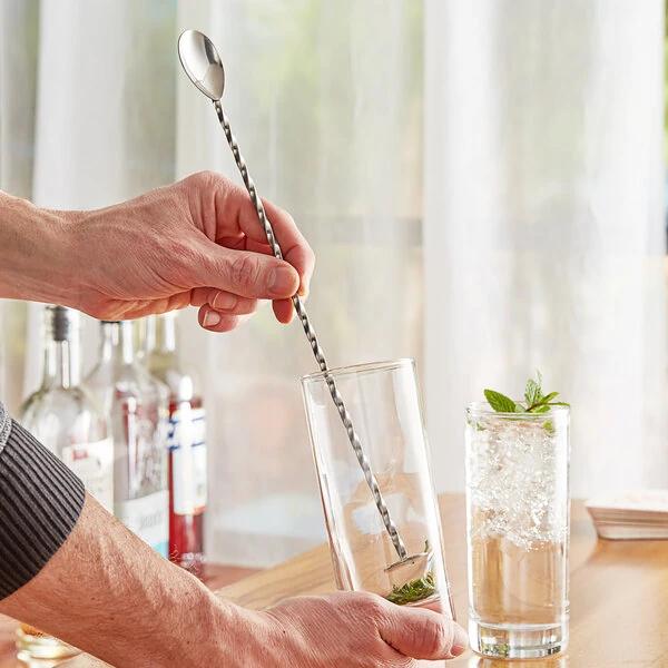 Acopa 13" Silver Bar Spoon with Muddler