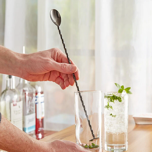 Acopa 13" Black Bar Spoon with Muddler
