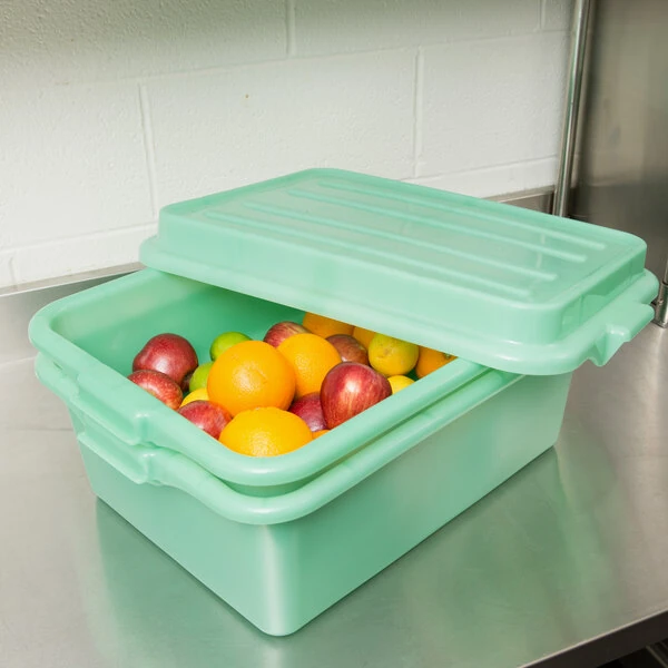 Vollrath 1535-C19 Traex® Color-Mate™ Green Food Storage Drain Box Set with Raised Snap-On Lid - 20" x 15" x 7"