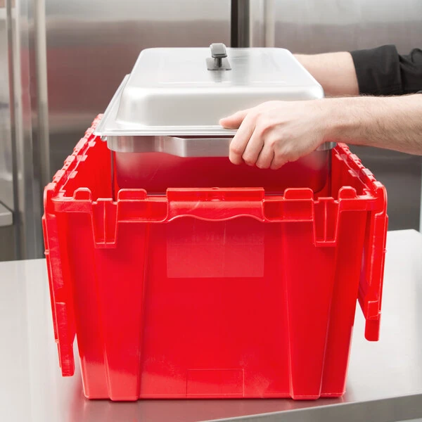 Vollrath 52645 Tote 'N Store 23 5/8" x 13 7/8" x 11 5/8" Red Chafer Box
