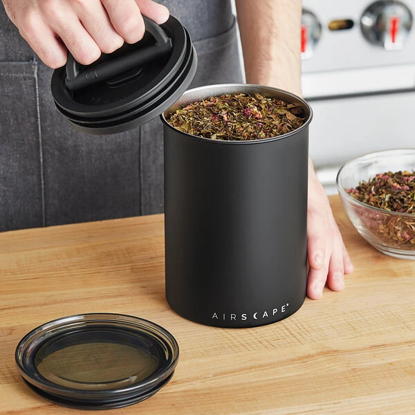 Planetary Design Airscape 17 oz. Matte Black Stainless Steel Round Airtight Food Storage Container AS1707