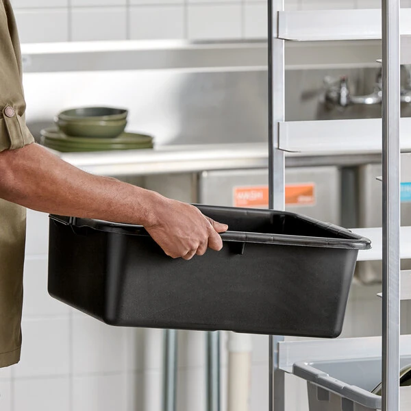 Vigor 20" x 15" x 7" Black Heavy-Duty Polypropylene Bus Tub / Storage Box