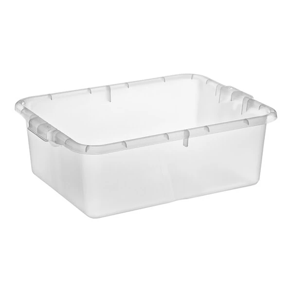 Vigor 20" x 15" x 7" Clear Heavy-Duty Polypropylene Bus Tub / Storage Box
