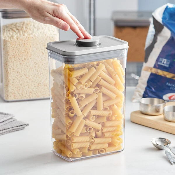 OXO 2.7 Qt. / 2.6 Liter Clear Rectangular SAN Plastic Food Storage Container with Stainless Steel POP Lid