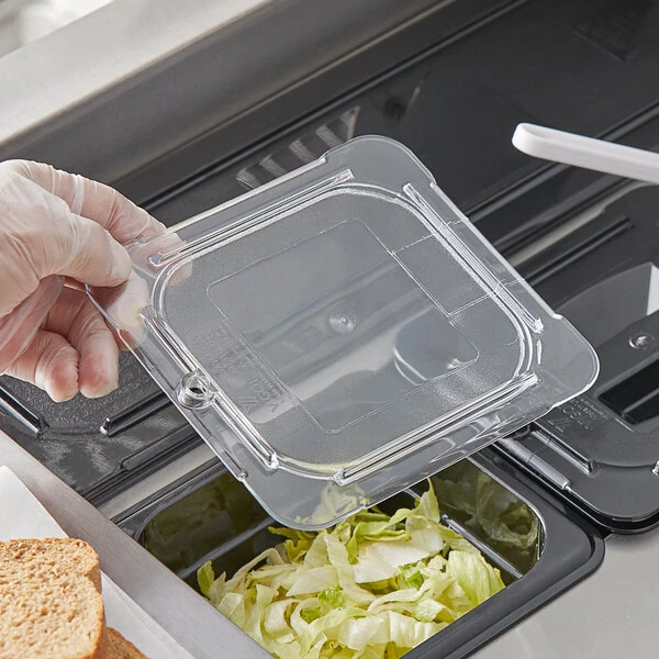 Vigor 1/6 Size Clear Polycarbonate Flat Food Pan Lid - 6/Case