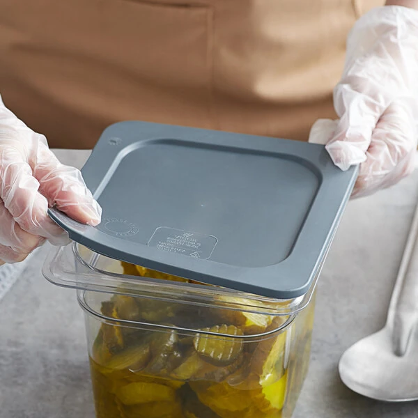 Vigor 1/6 Size Gray Secure Sealing Polyethylene Food Pan Cover