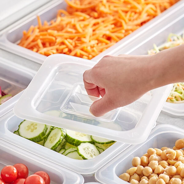 Vigor 1/6 Size Translucent Polypropylene Handled Lid